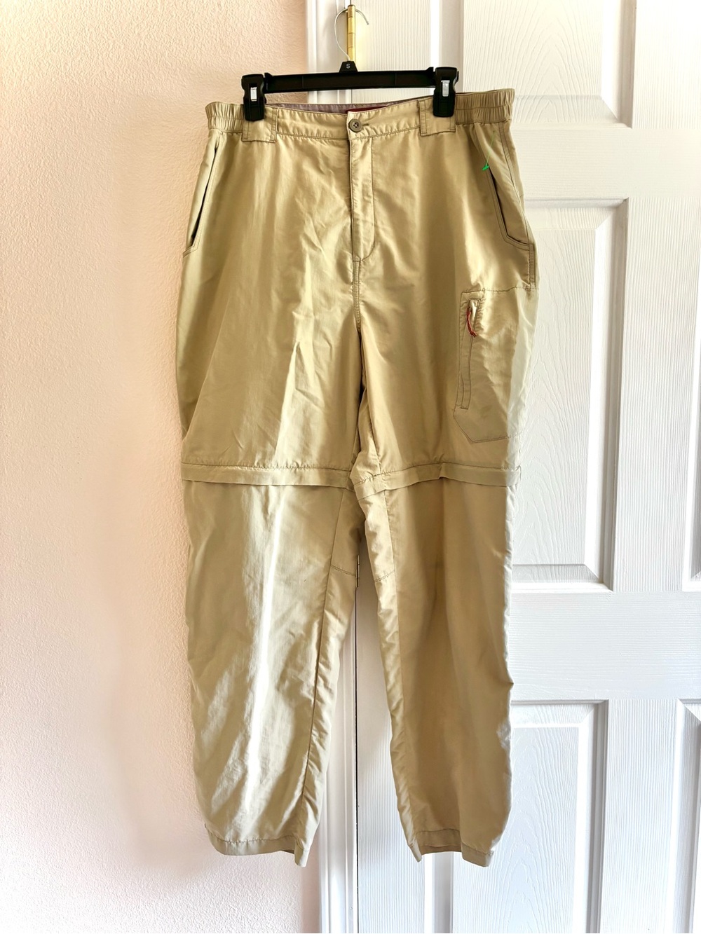 Simms Convertible Cargo Fishing Pants Mens Large Tan Nylon Lightweight Zip-Off L